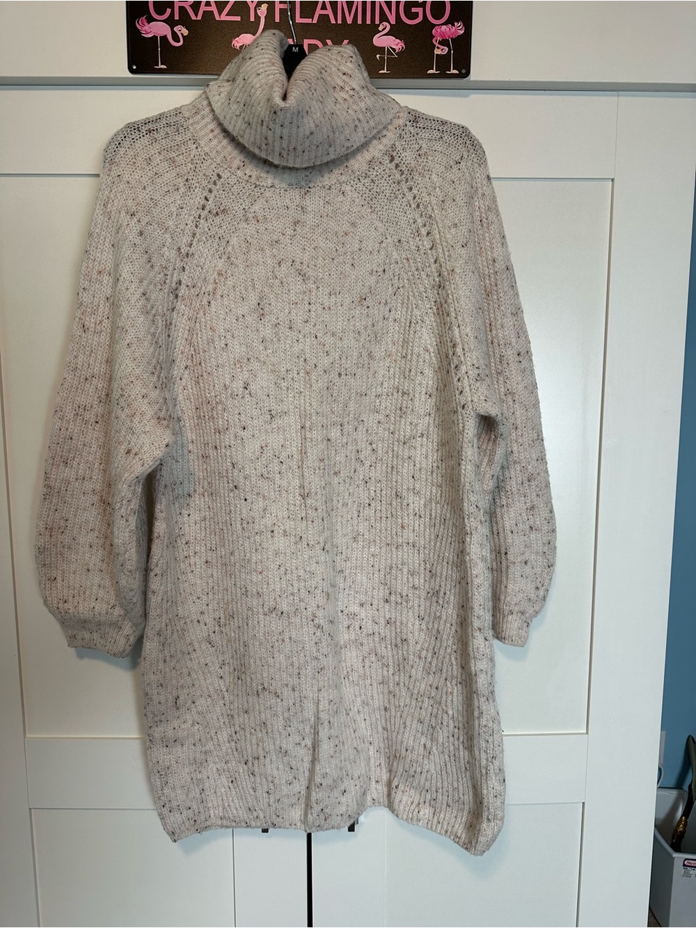 Blu Pepper Cream Speckled Turtleneck Sweater Dress